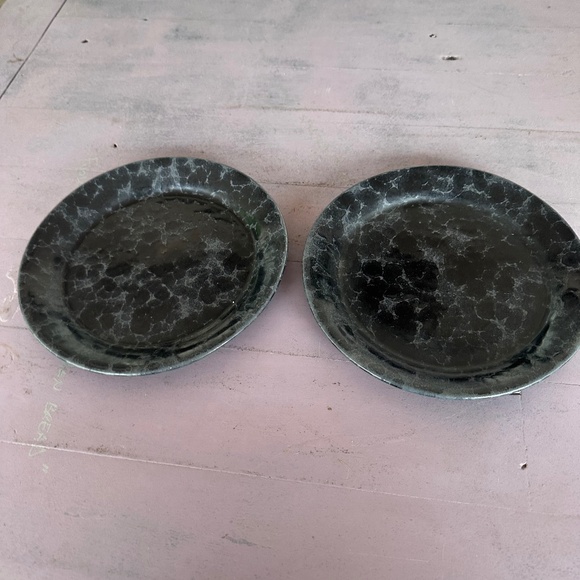Bannington Potters Vermont 2 Lunch Plates in Black Slate Glaze - Picture 1 of 5